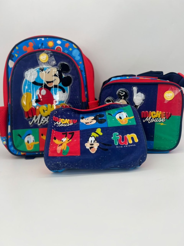 BOLSO CAPI MICKEY MOUSE LONCHERA Y CARTUCHERA