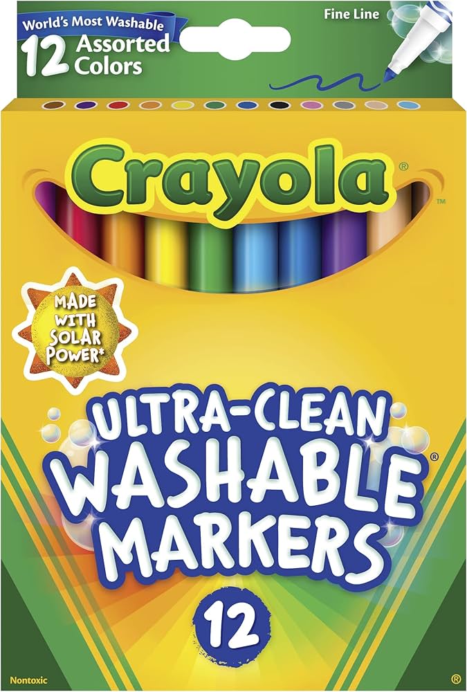 12 MARCADORES LAVABLES PUNTA FINA CRAYOLA