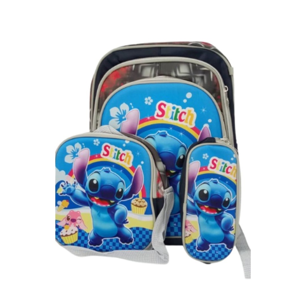 MALETA DE STITCH AZUL CON ARCOIRIS