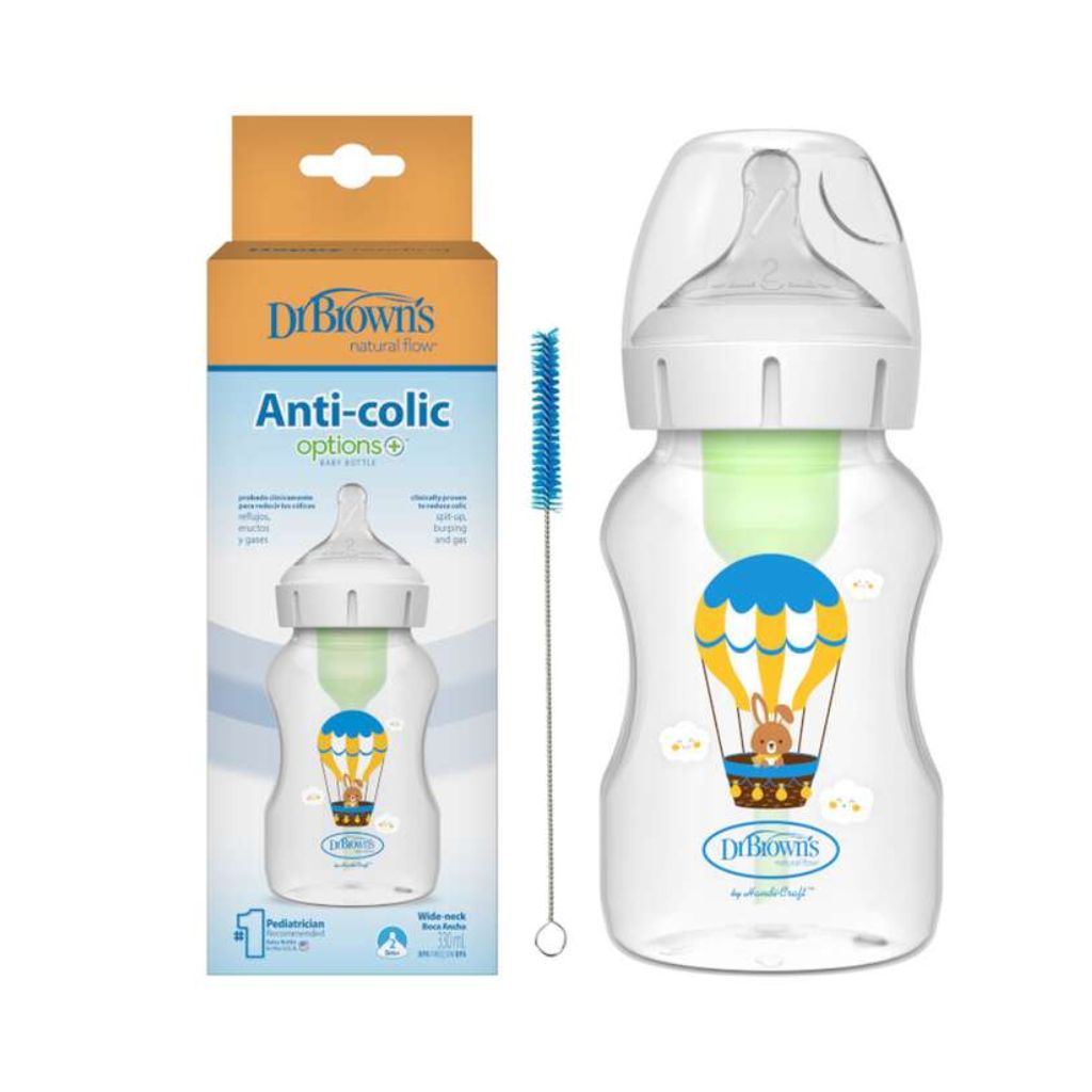DR BROWN'S BIBERON VERDE CON CONEJITO