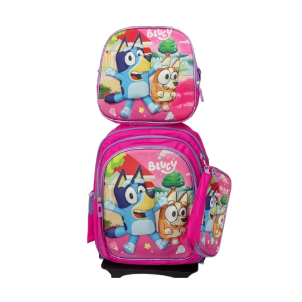 MALETA ROSADA DE BLUEY Y BINGO
