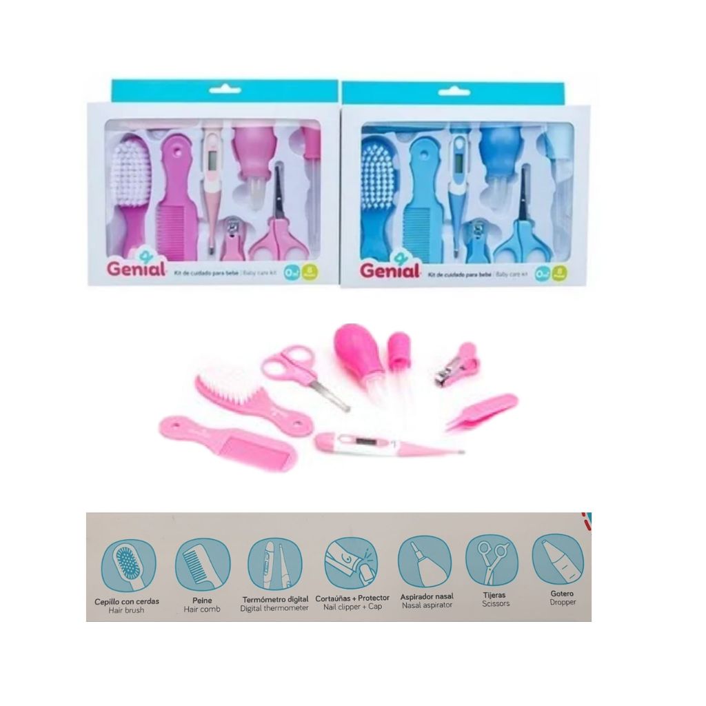 GENIAL / KIT DE CUIDADOS PARA BEBE 8 PIEZAS