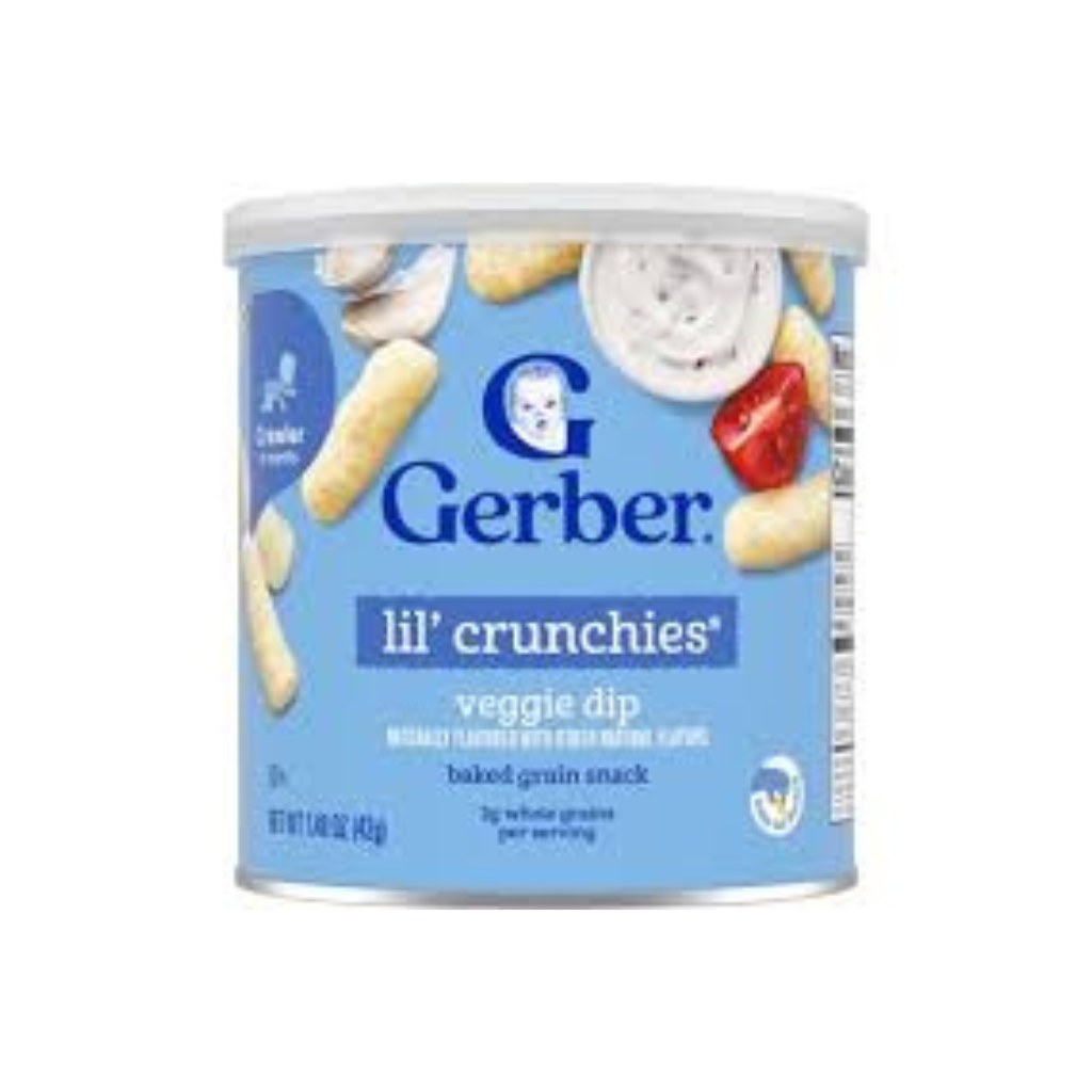 GERBER SNACK VEGGIE DIP, LIL CRUNCHIES