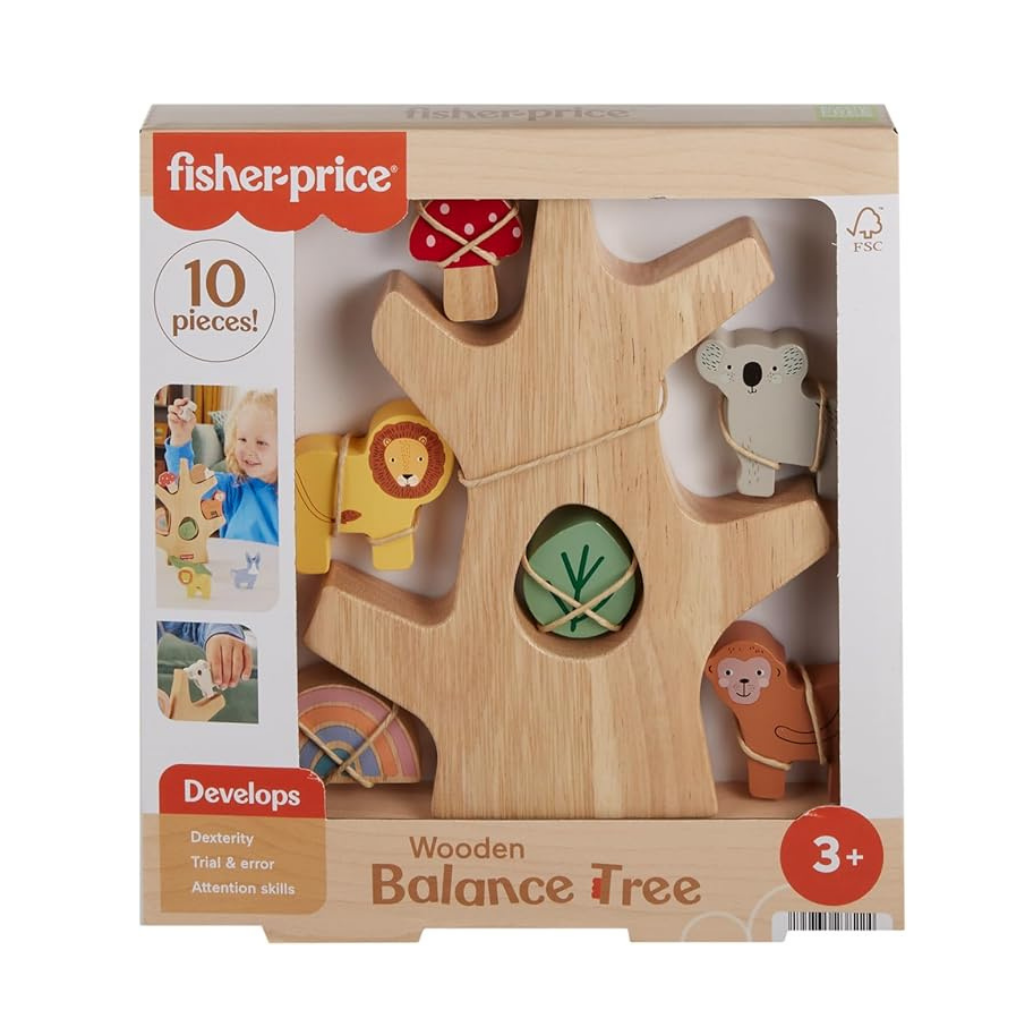 FISHER PRICE ARBOL DE EQUILIBRIO  MADERA 10 PCS JUGUETE DE PREESCOLAR 