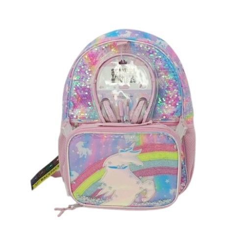 [195609954806] BOLSO UNICORNIO ROSA CON AUDIFONOS Y LONCHERA