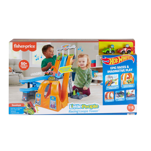 [194735039791] FISHER PRICE PISTA TORRES HOT WHEELS LITTLE PEOPLE CON SONIDO 