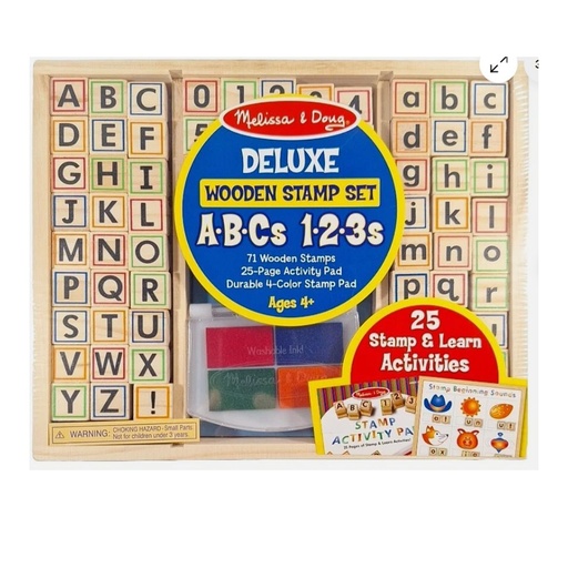 [000772340045] MELISSA & DOUG SET DE TACOS DE MADERA LETRAS Y NÚMEROS ABC 123, MANUALIDADES
