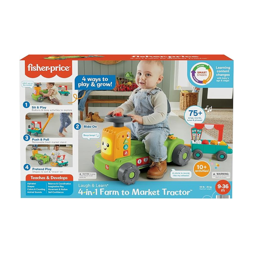 [194735115341] FISHER PRICE TRACTOR 4 EN 1 DE LA GRANJA AL MERCADO