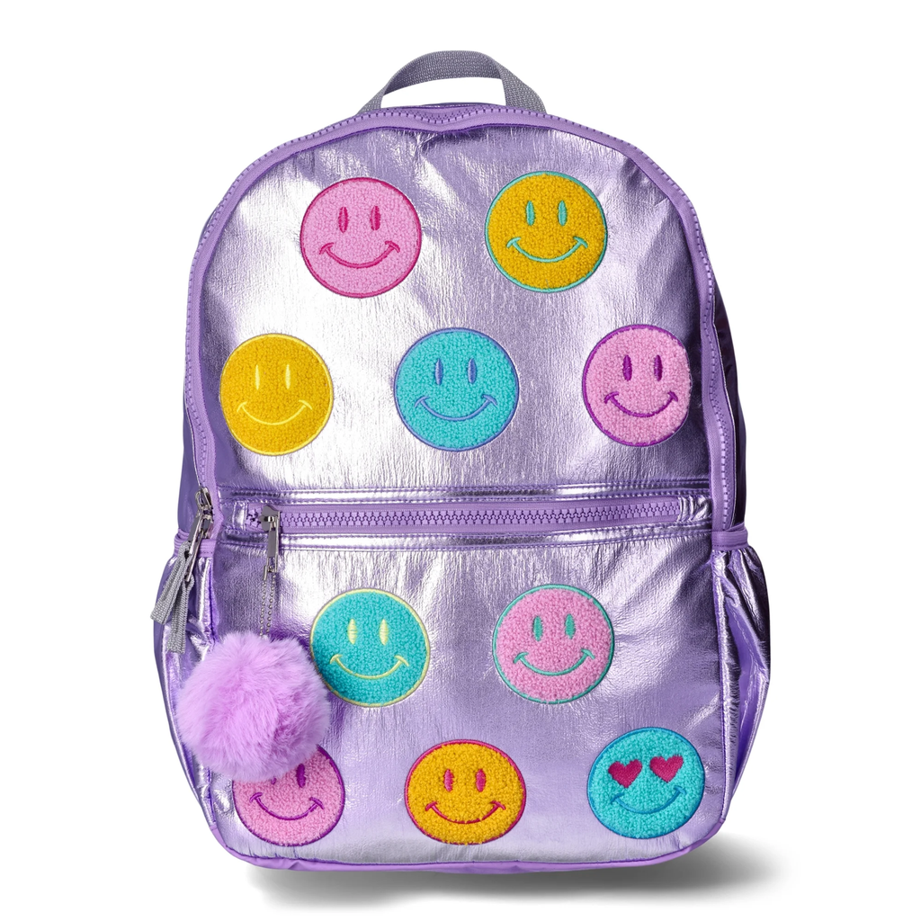 BOLSO LILA BRILLANTE CON CARA FELICES