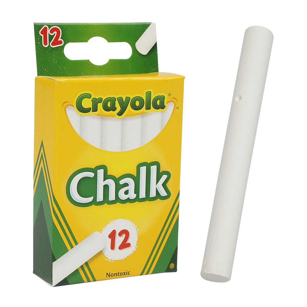 12 VARILLAS DE TIZA BLANCA CRAYOLA