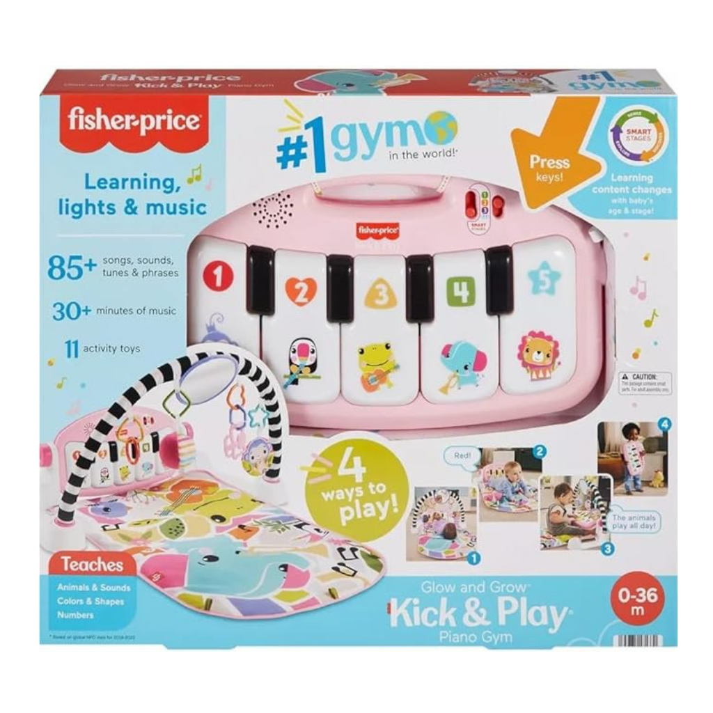 FISHER-PRICE GIMNASIO BEBE CON PIANO-DESARROLLO SENSORIAL, LAVABLE ROSA