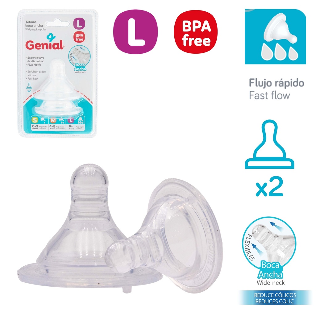 TETINA DE SILICONA BOCA ANCHA TALLA L GENIAL