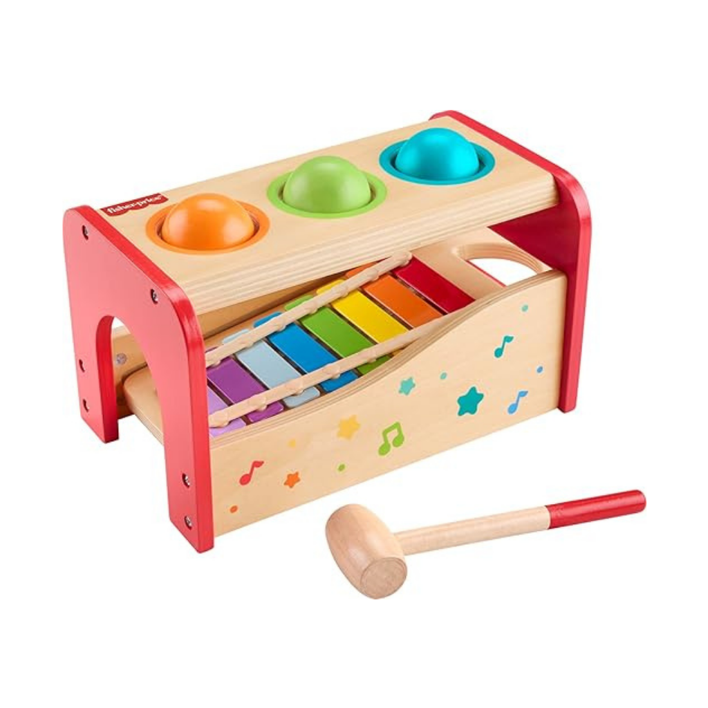 FISHER PRICE  XILOFONO DE MADERA CON BANCO DE GOLPETEO