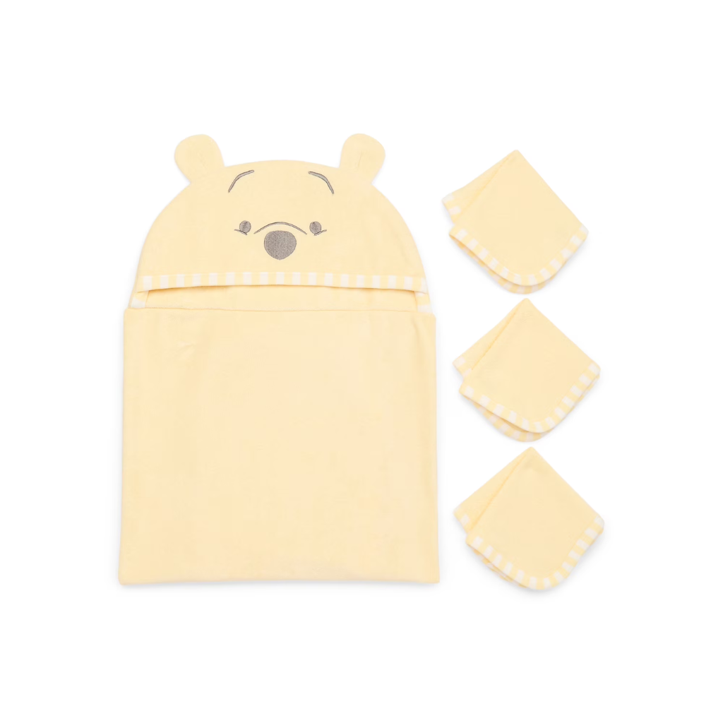 DISNEY BABBY  WINNIE POOH TOALLA DE BAÑO Y 3 TOALLITAS