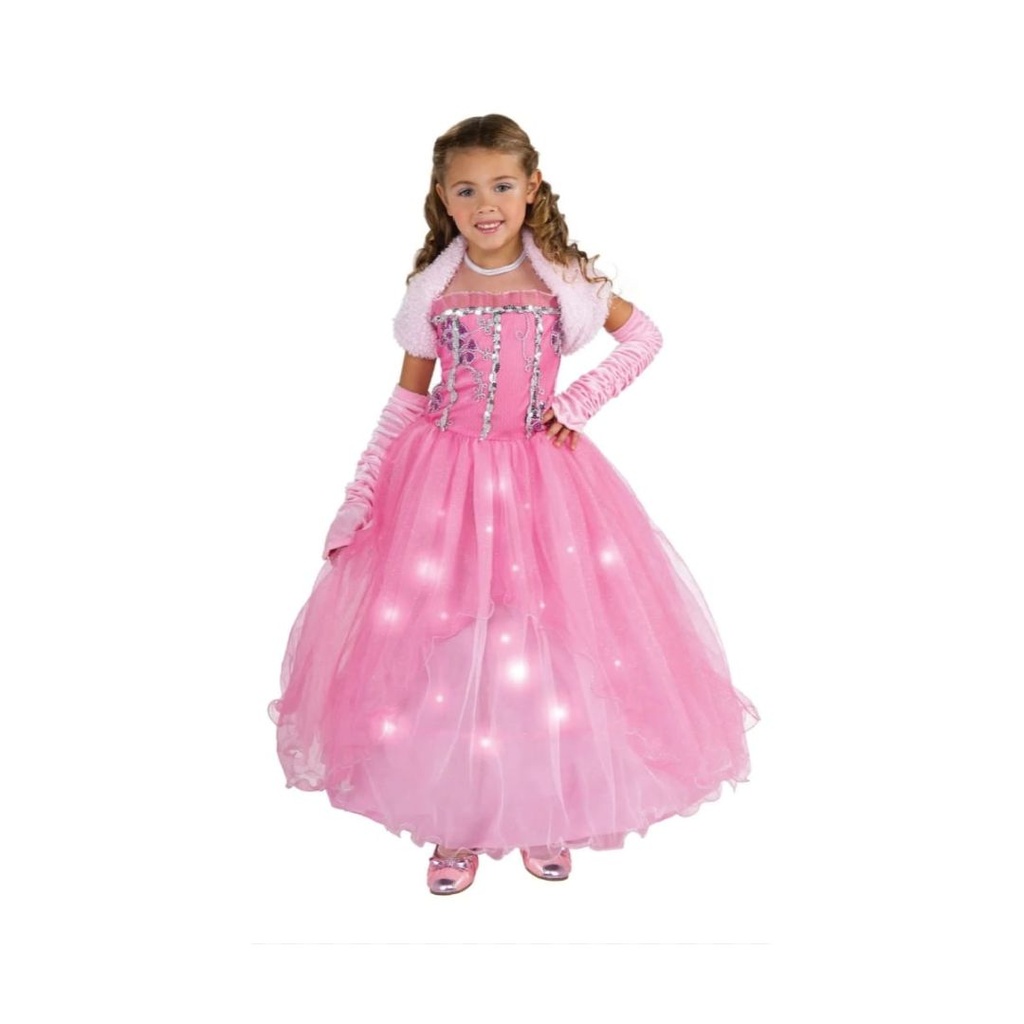 DISFRAZ DE PRINCESA ROSA CON LUCES TALLA 7-8