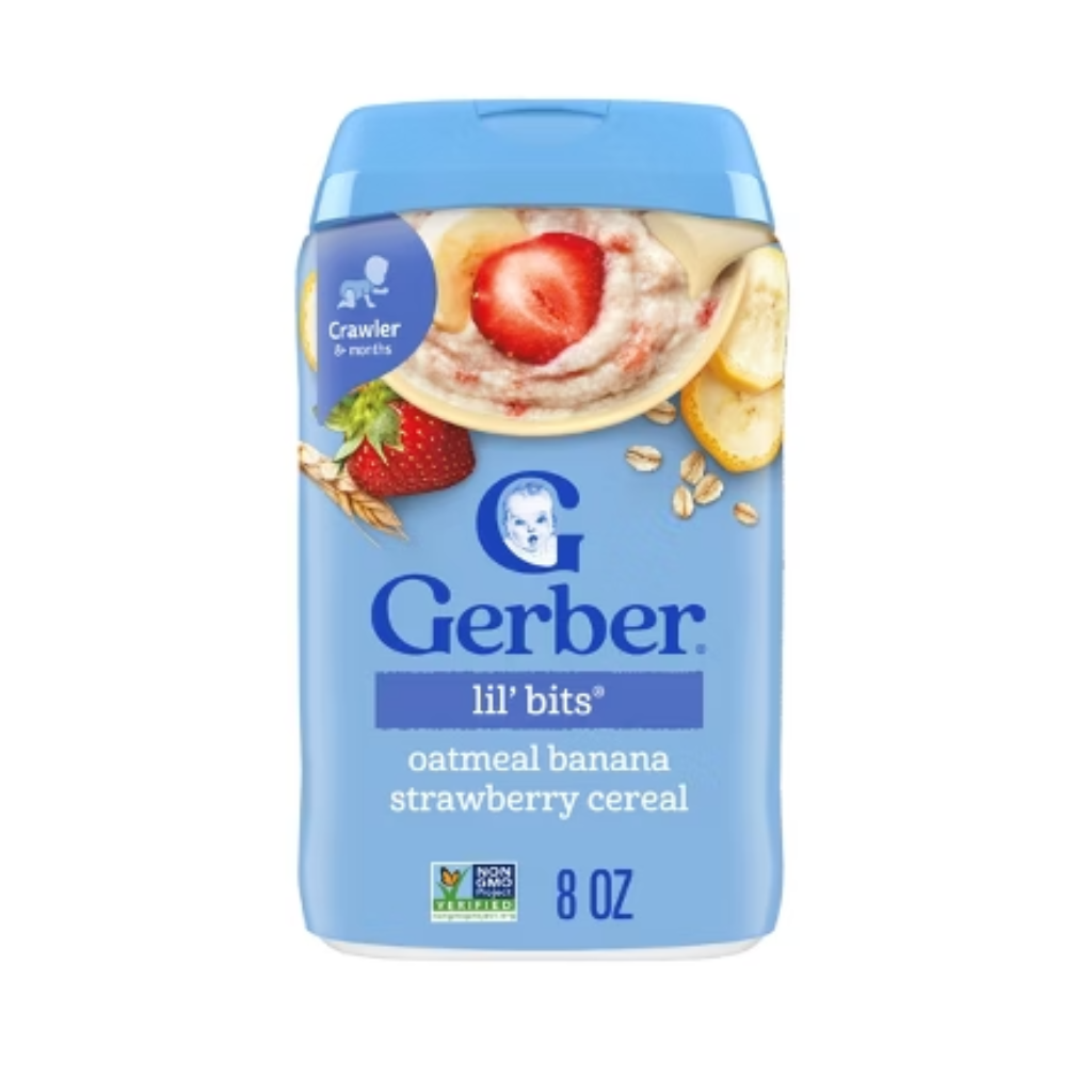 GERBER LIL BITS OATMEAL BANANA, FRESA, CEREAL