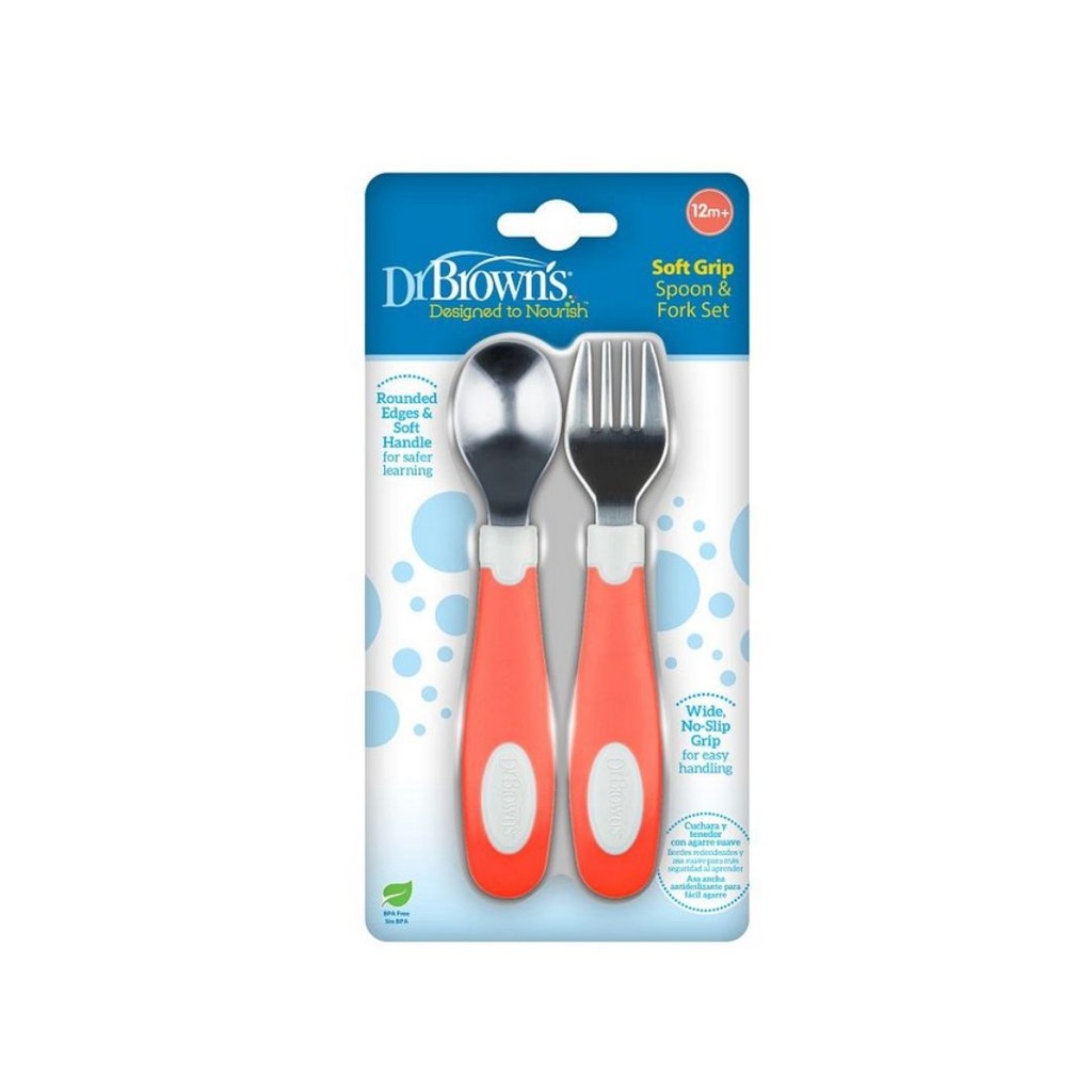 SET DE CUCHARA Y TENEDOR DR BROWNS NARANJA