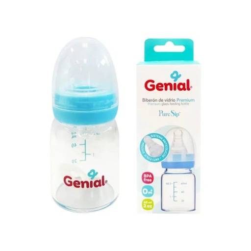 [7453078514390] GENIAL BIBERON DE VIDRIO  2OZ