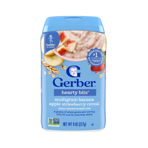 [015000070359] GERBER HEARTY BITS, GRANOS, BANANA, FRESAS, CEREAL