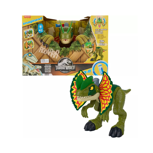 [194735209927] FISHER PRICE JURASSIC WORLD IMAGINEXT DILOPHOSAURUS CON LUCES Y SONIDO