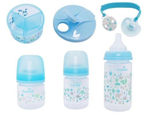 [7450210008700] SET DE 3 TETEROS GENIAL CON CHUPON Y DISPENSADOR