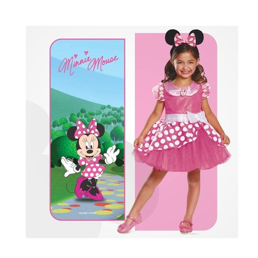 [192995066816] DISFRAZ DE MINNIE ROSADO TALLA 12-18M 