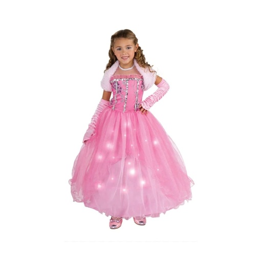 [195884051986] DISFRAZ DE PRINCESA ROSA CON LUCES TALLA 7-8