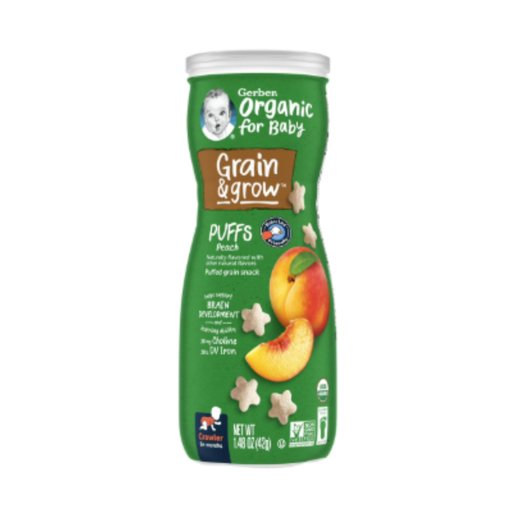[015000205744] GERBER ORGANIC PUFFS, PEACH