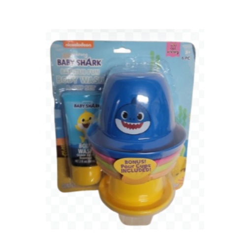 [889628149212] BABY SHARK JUEGO 6 VASOS PARA APILAR Y BODY WASH 
