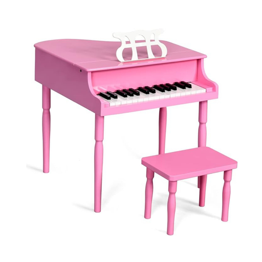 [53000059] COSTWAY MINI PIANO REALISTA 30 TECLAS CON SOPORTE  MUSICA Y BANCOROSADO