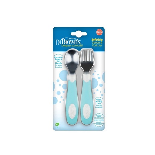 [072239324417] SET DE CUCHARILLA Y TENEDOR DR BROWNS TURQUESA