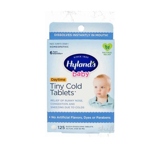 [354973332010] HYLANDS BABY 125 TABLETAS DIURNAS PARA RESFRIOS PARA BEBE 6M+ 